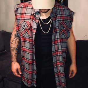 Fear of god distressed sleeveless flannel